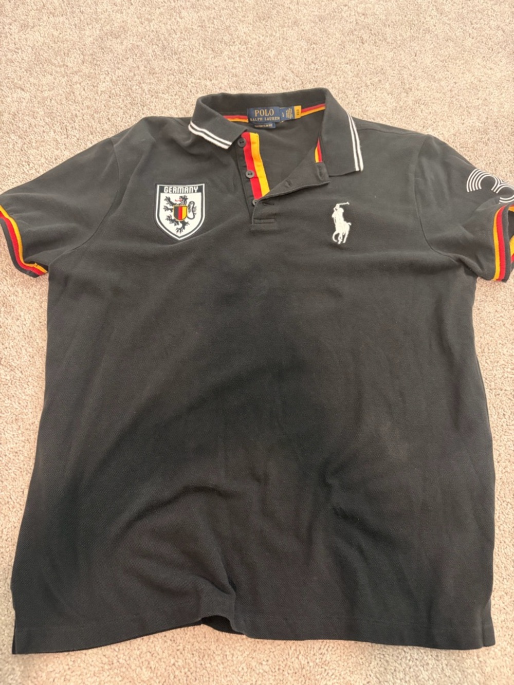 Polo by Ralph Lauren Black Short-Sleeve Polo with Germany Crest